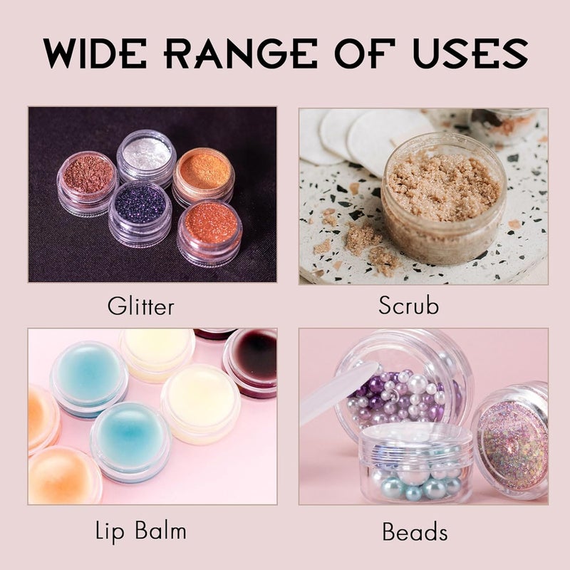 HPPFFY 100 Count 3 Gram Sample Containers, Clear Lip Balm Containers with Lids, Small Plastic Sample Jars with 8 Mini Spoons, 100pcs Labels (Clear Lid) - Image 5